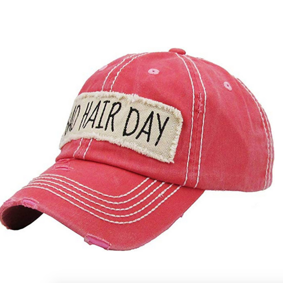 KBETHOS Accessories - Bad Hair Day Vintage Ball Cap Hot Pink